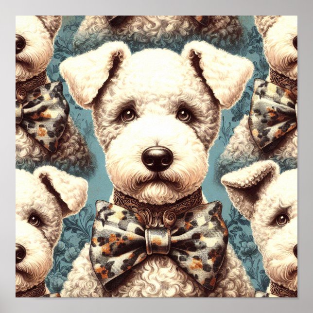 Retro Bedlington Terrier Illustration Poster (Front)
