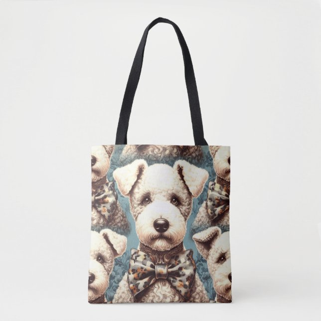 Retro Bedlington Terrier Illustration Tote Bag (Front)