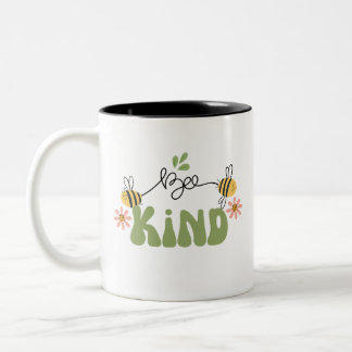 Retro "Bee Kind" Coffee Mug, Great gifts  Two-Tone Coffee Mug