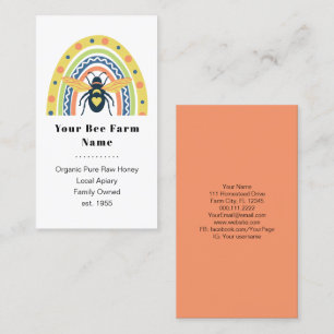 Retro Beekeeper Apiary Organic Honey Bee Rainbow Business Card