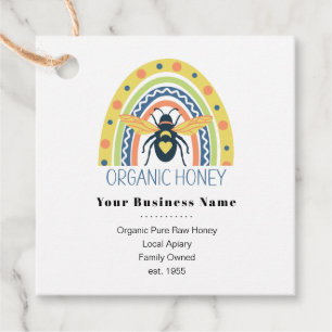 Retro Beekeeper Apiary Organic Honey Bee Rainbow Favour Tags