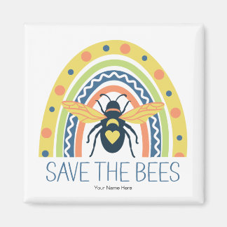 Retro Beekeeper Apiary Organic Honey Bee Rainbow Magnet