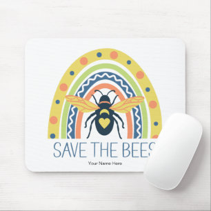 Retro Beekeeper Apiary Organic Honey Bee Rainbow Mouse Pad