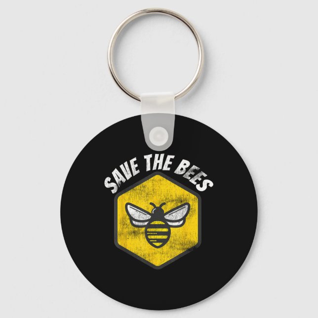 Retro Beekeeper Honeybee Awareness Save The Bees E Key Ring (Front)
