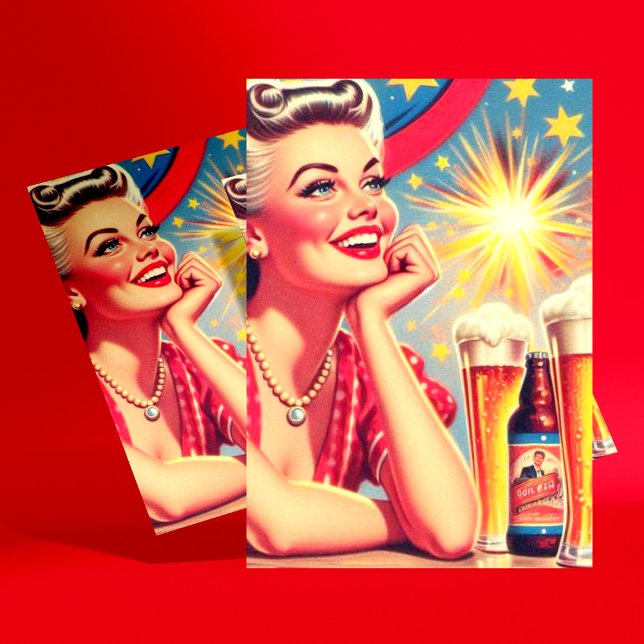 Retro Beer Girl Postcard (Creator Uploaded)