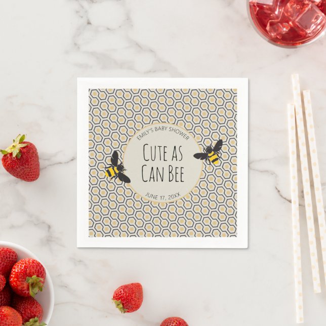 Retro Bees and Honeycomb Baby Shower Napkin (Insitu)