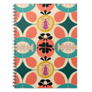 Retro Beetle Pattern Notebook Journal