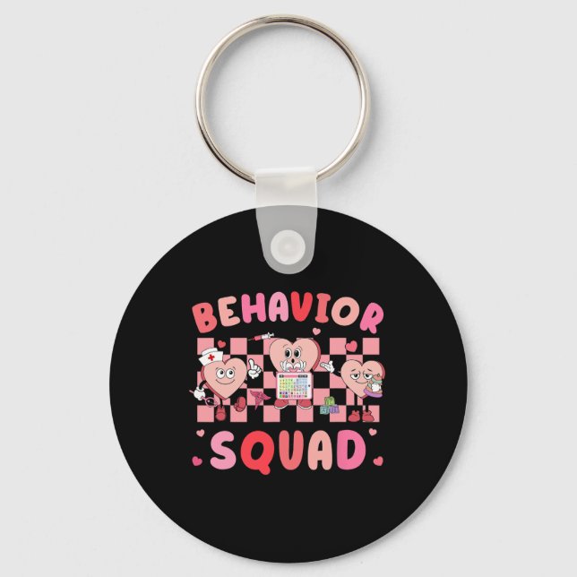 Retro Behavior Therapist Valentine Applied Behavio Key Ring (Front)