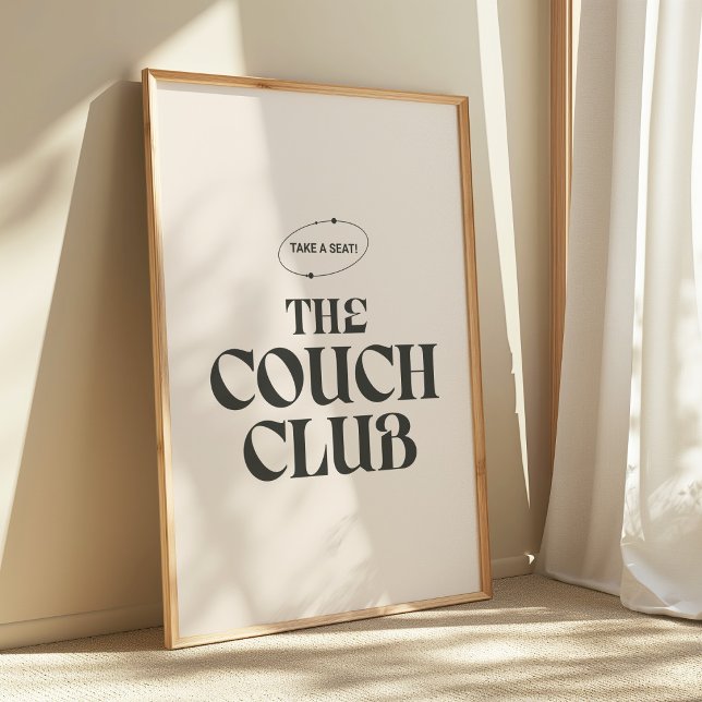 Retro Beige Bold Typography "Couch Club" Poster (Creator Uploaded)