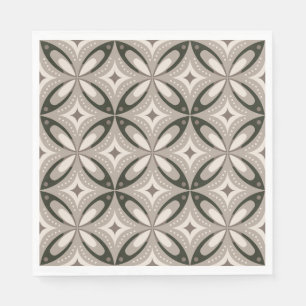 Retro Beige & Brown Geometric Shapes Napkin