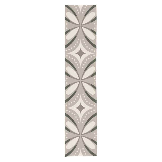 Retro Beige & Brown Geometric Shapes Short Table Runner (Front)