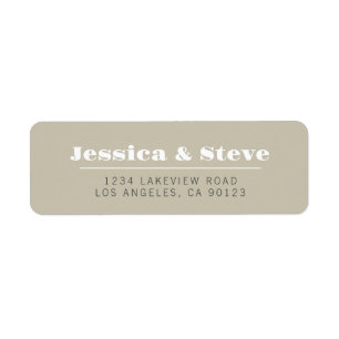 Retro Beige Grey & White Wedding Return Address