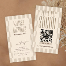 Retro Beige Groovy Social Media Scannable QR Code