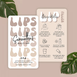 Retro Beige Logo Lip Filler Post Treatment Care Business Card