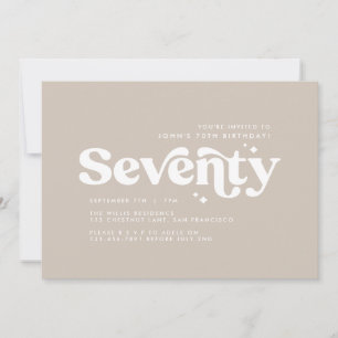 Retro beige modern minimal 70th birthday invitation