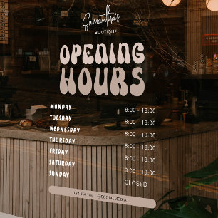 Retro Beige Trendy Beauty Salon Shop Opening Hours