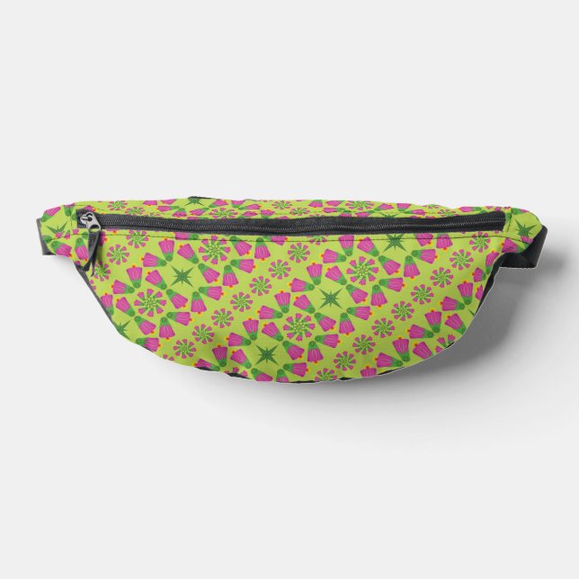Retro Bell Flower Mandalas Green Fanny Pack (Lay Down)