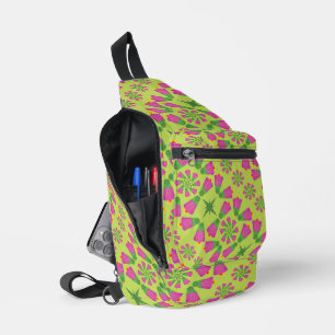 Retro Bell Flower Mandalas Green Sling Bag