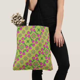 Retro Bell Flower Mandalas Green Tote (2 Sizes) Bag