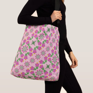 Retro Bell Flower Mandalas Pink Crossbody Bag