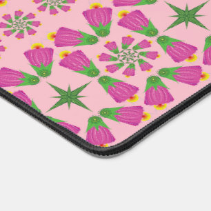Retro Bell Flower Mandalas Pink Desk Mat