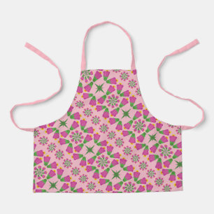 Retro Bell Flower Mandalas Pink Small Apron