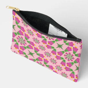 Retro Bell Flower Mandalas Pink Small Pouch