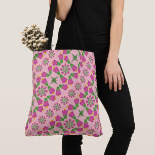 Retro Bell Flower Mandalas Pink Tote (2 Sizes) Bag