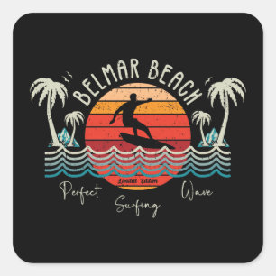 Retro Belmar Beach Square Sticker