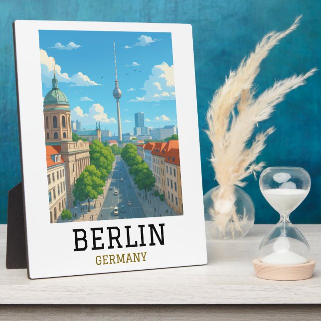 Retro Berlin Skyline TV Tower Skyline View Plaque (Side)