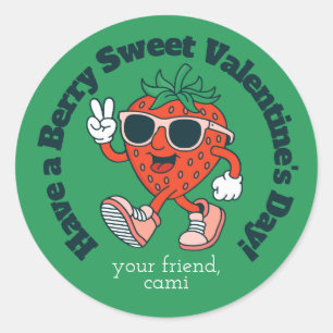 Retro Berry Sweet Strawberry Valentine Sticker