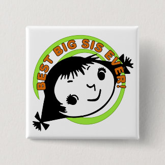 Retro Best Big Sis Ever 15 Cm Square Badge