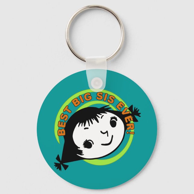 Retro Best Big Sis Ever Key Ring (Front)