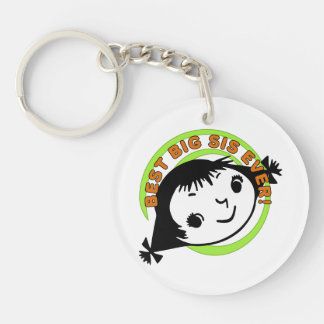 Retro Best Big Sis Ever Key Ring