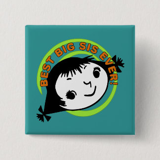 Retro Best Big Sister Ever 15 Cm Square Badge