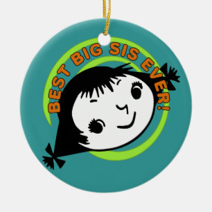 Retro Best Big Sister Ever Ceramic Tree Decoration