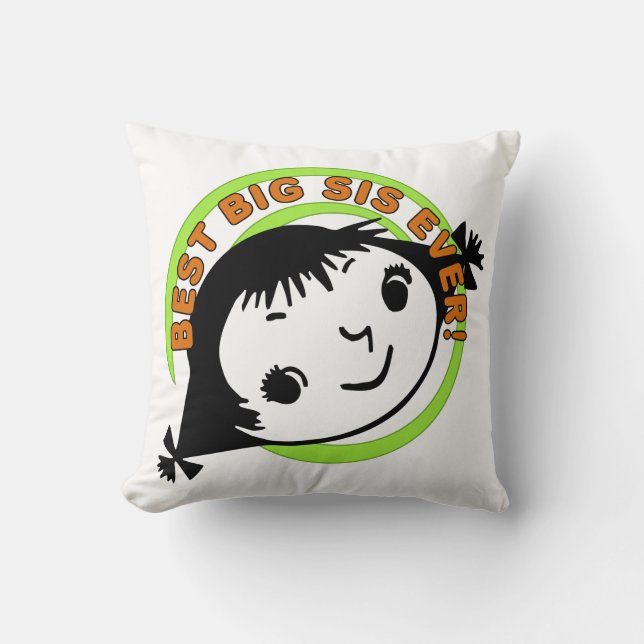 Retro Best Big Sister Ever Cushion (Front)