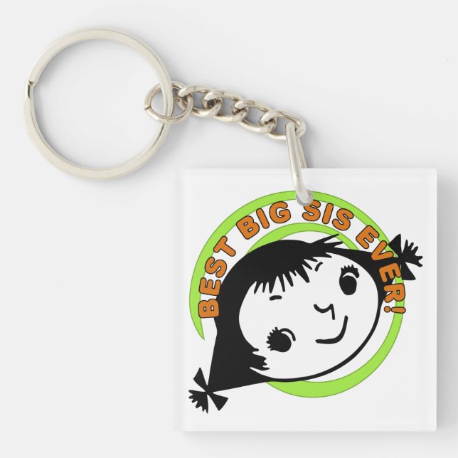 Retro Best Big Sister Ever Key Ring (Front)