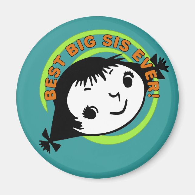 Retro Best Big Sister Ever Magnet (Front)