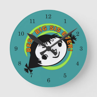 Retro Best Big Sister Ever Round Clock