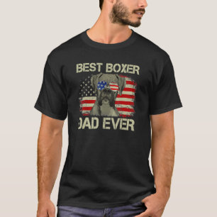 Retro Best Boxer Dad Ever Us Flag Dog  Fathers Day T-Shirt