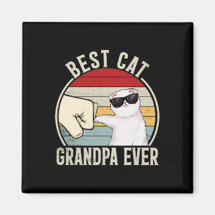 Retro Best Cat Grandpa Ever Funny Fist Bump Grandd Magnet