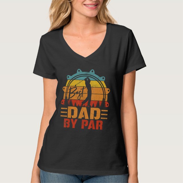 Retro Best Dad By Par  Golf Player Papa Fathers Da T-Shirt (Front)