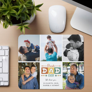Retro Best Dad Ever Custom Photo Collage Mouse Pad