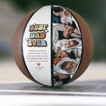 Retro Best Dad Ever Fathers Day Basketball<br><div class="desc">For all the dads out there who deserve recognition on Father's Day - shop this personalised dad keepsake basketball! Featuring a title caption of 'BEST DAD EVER' in a multi-colour vintage font, bold white stars, a heart and four family photos with your childs name(s) - you won't find a gift...</div>