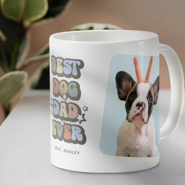 Retro Best Dog Dad Ever 2 Photo Coffee Mug (Creator Uploaded)