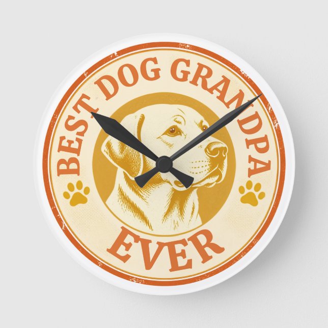 Retro Best Dog Grandpa Ever Labrador Round  Clock (Front)
