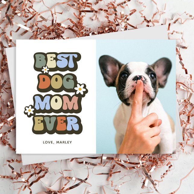 Retro Best Dog Mum Birthday Mothers Day Card (Creator Uploaded)