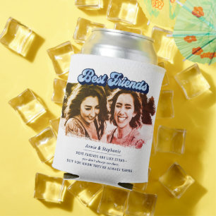 Retro Best Friends Are Like Stars Photo Can Cooler