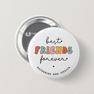 Retro Best Friends Forever Besties Gifts 6 Cm Round Badge